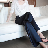 垂感醋酸裤 进口三醋酸阔腿裤 2021早秋新款 拖地慵懒空气裤 女真丝裤