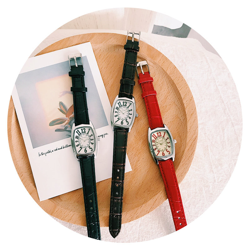 复古方形款简约风学生防水手表