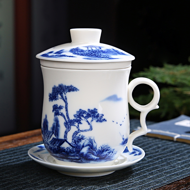 四件套茶杯个人陶瓷内胆过滤带盖