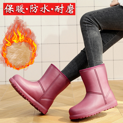 加绒保暖女防滑雨靴水鞋防水雨鞋