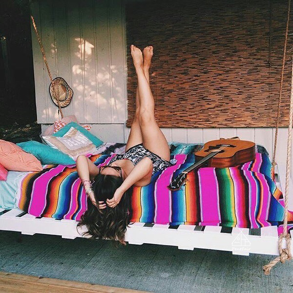 墨西哥彩虹条纹毯子民宿桌布地垫沙滩巾沙发毯魔幻现实主义手织