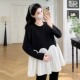 设计感撞色长袖 时尚 上衣宽松大码 休闲娃娃衫 T恤春 孕妇装 春季 春装
