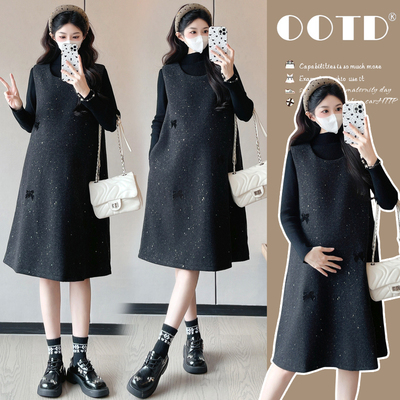 孕妇装秋装长袖上衣秋冬装背心裙