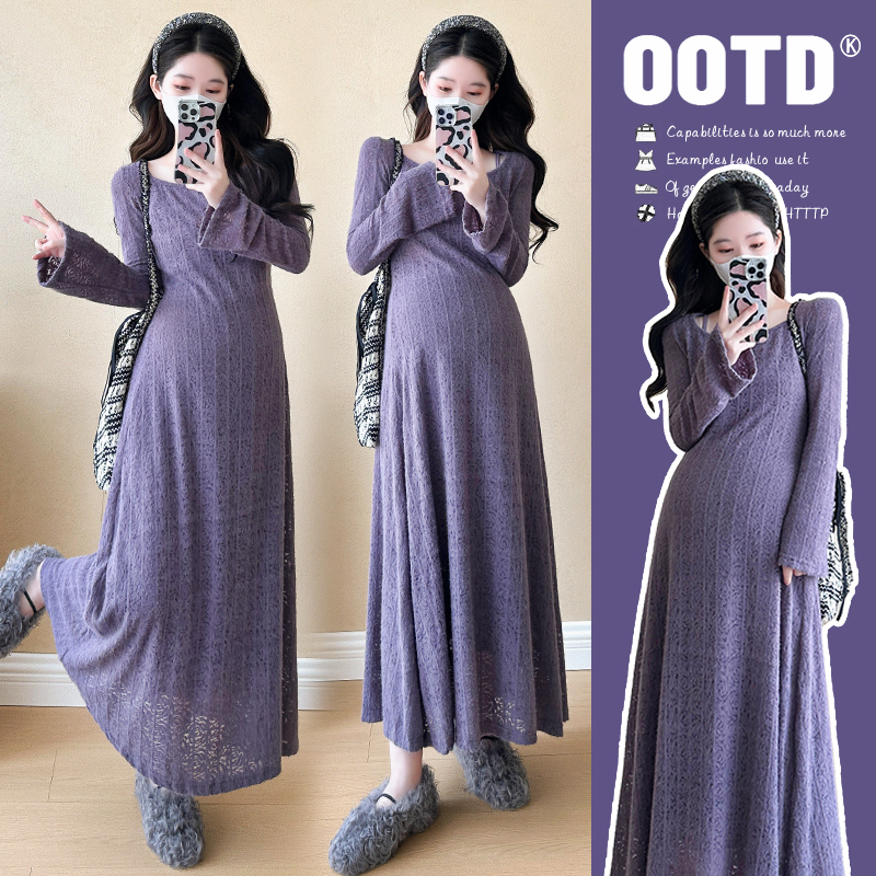 孕妇装秋装时尚气质长袖连衣裙秋