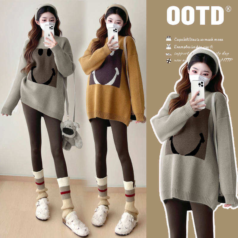 孕妇装秋冬装长袖针织衫套头毛衣