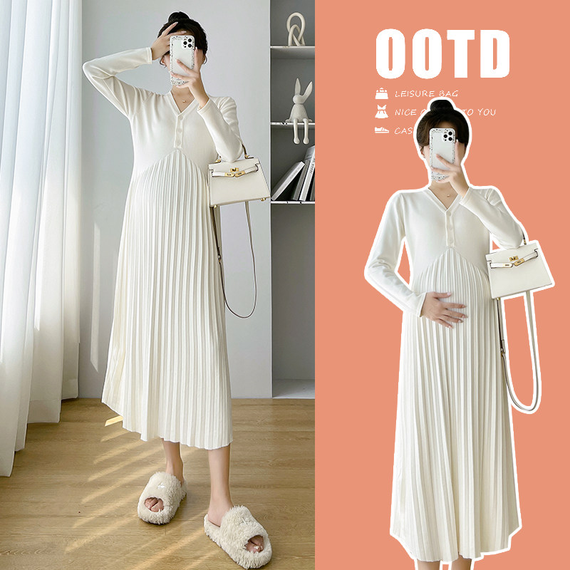 孕妇装秋冬装长袖针织哺乳连衣裙时尚简约百褶裙子秋冬打底孕妇裙,孕妇装/孕产妇用品/营养,连衣裙,淘宝优惠券,粉丝福利购,淘宝优惠卷