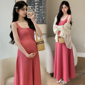 夏装 防晒开衫 夏季 孕妇装 背心裙夏天孕妇套装 连衣裙休闲两件套裙子