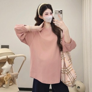 孕妇装春装简约休闲百搭长袖上衣2026新款孕妇T恤春季怀孕衣服春