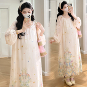 休闲裙子春季 孕妇装 连衣裙宽松大码 温柔风碎花长袖 气质孕妇裙 春装