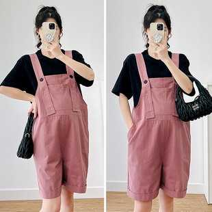 孕妇夏装怀孕裤子夏季外穿背带裤宽松休闲裤夏天韩版背带短裤潮妈