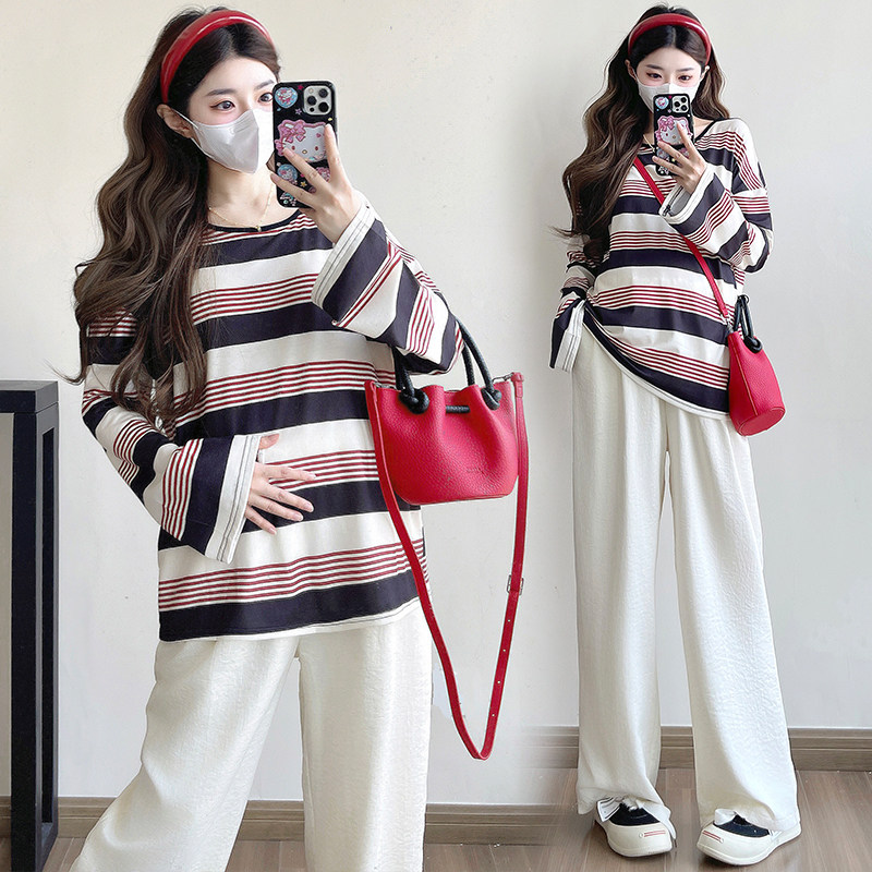 孕妇装春装长袖条纹上衣春季阔腿裤时尚休闲两件套春秋孕妇套装春,孕妇装/孕产妇用品/营养,套装,淘宝优惠券,粉丝福利购,淘宝优惠卷