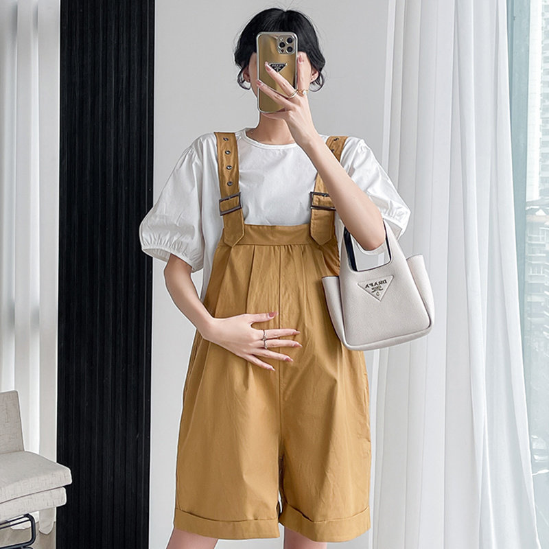 孕妇装夏装怀孕裤子夏季外穿背带裤宽松休闲孕妇裤夏款背带短裤夏