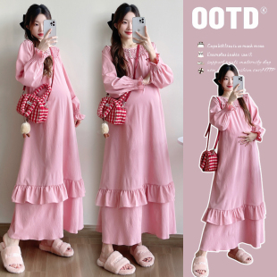 秋装 休闲怀孕裙子秋季 时尚 连衣裙宽松大码 孕妇裙秋 简约长袖 孕妇装