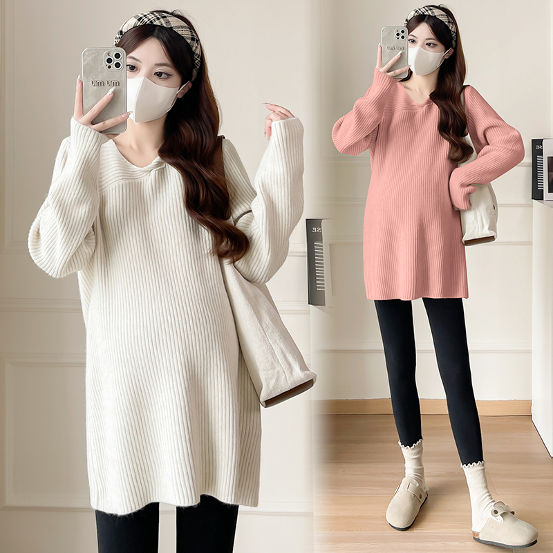 孕妇装秋装长袖针织衫套头毛衣秋