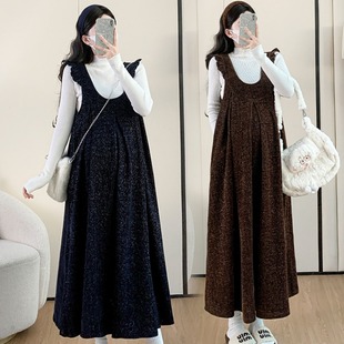 孕妇装秋装长袖打底衫秋冬装背带裙秋冬两件套连衣裙套装裙子潮妈