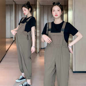 孕妇背带裤2023新款孕妇装夏装怀孕裤子夏季外穿宽松休闲裤九分裤