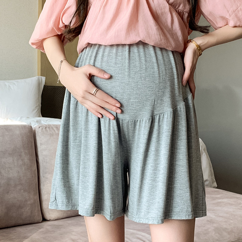 孕妇裤子夏季外穿薄款莫代尔托腹短裤夏装怀孕打底裤夏天三分热裤