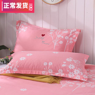 包邮 双人枕套 一对装 纯棉大号成人枕头套单人枕学生情侣韩式 粉色全