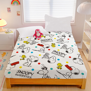 卡通史努比可爱全棉床笠小白狗儿童寝室学生宿舍床单被单可水洗