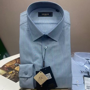 衬衫 商务休闲条纹蓄热保暖长袖 119688DBY 雅戈尔秋季 绵羊毛绒面