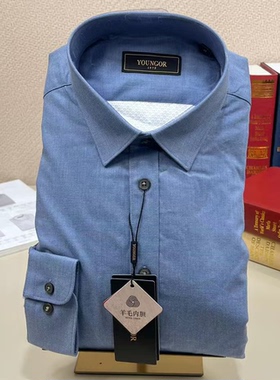 专柜1280元 雅戈尔长袖衬衫新款加厚羊毛夹层蓝色男正品119761HBA