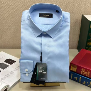 衬衫 长袖 119771IJY 修身 专柜1080雅戈尔120支高端蓝色暗纹男士