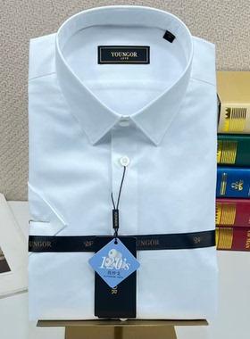 雅戈尔100%棉TP免烫&亲肤透气夏季120支高纱男短袖衬衫S114773BBA