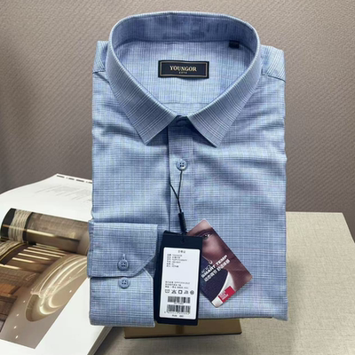 雅戈尔纯棉DP免烫格纹修身衬衣