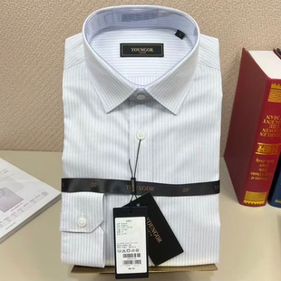 全棉DP免烫 浅灰条纹衬衫 雅戈尔春季 男标准长袖 114781EBA 新款