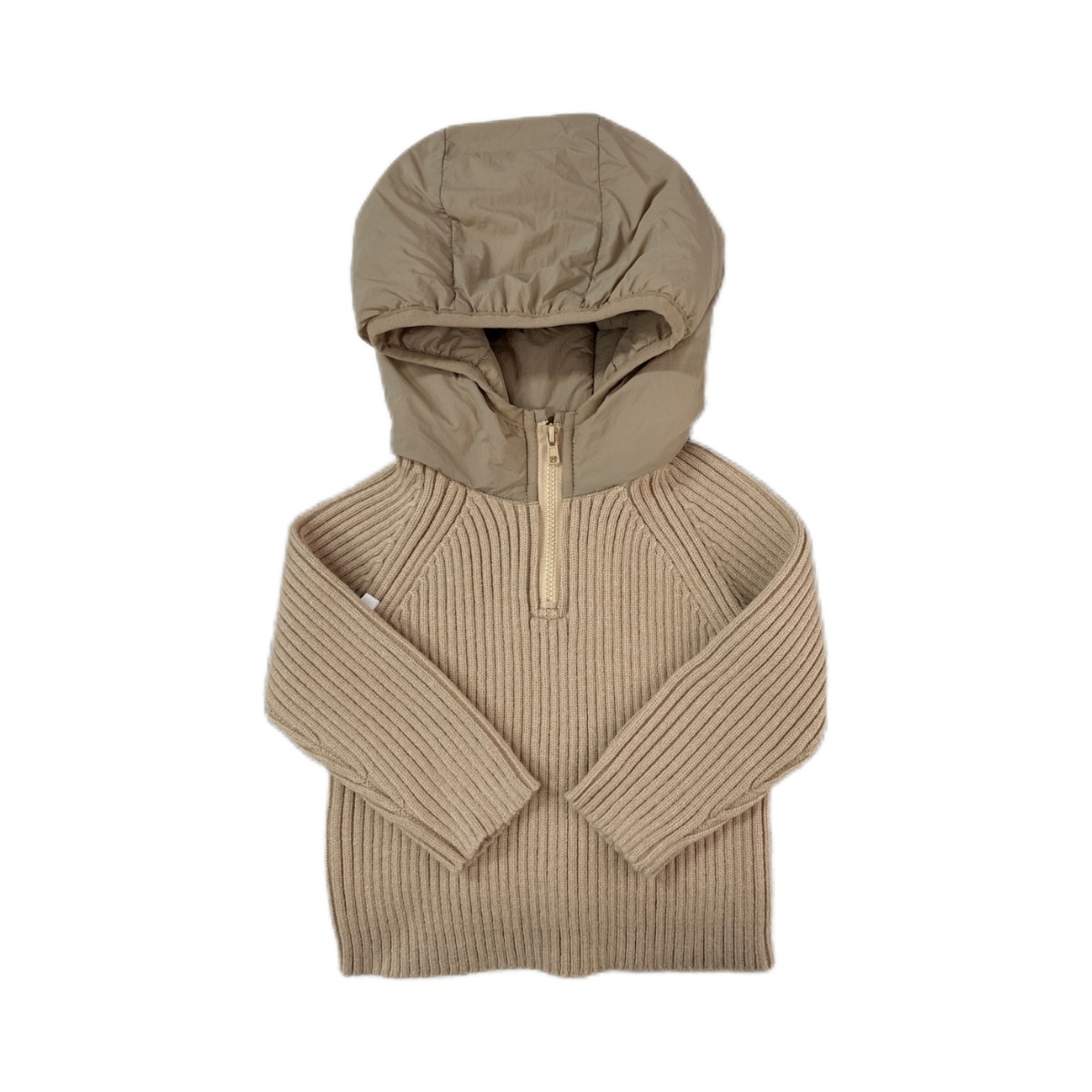 2025秋冬新款儿童女童男童拼接连帽韩版设计百搭萌娃毛衣套头针织