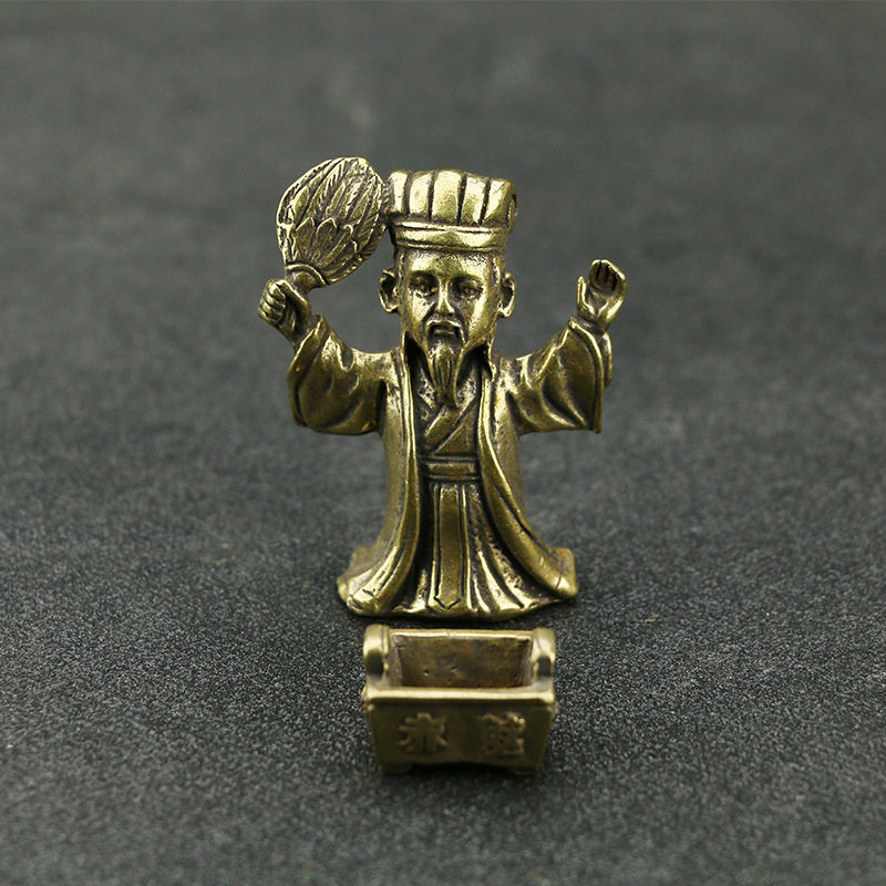 迷你纯黄铜诸葛亮孔明神机妙算香插香炉茶宠家居小摆件铜雕,家居饰品,装饰摆件,淘宝优惠券,粉丝福利购,淘宝优惠卷