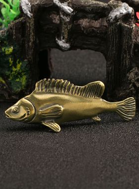 创意手工黄铜观赏聚财鱼仿古做旧办公室桌面装饰铜摆件送礼