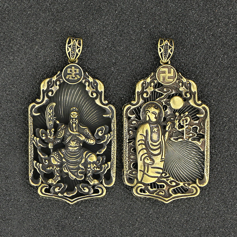 复古做旧纯黄铜忠义关公关羽武财神吊坠禅意佛牌百福吊牌挂件配饰,节庆用品/礼品,钥匙扣,淘宝优惠券,粉丝福利购,淘宝优惠卷