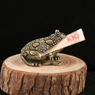 藏宝盒私房钱大蟾蜍黄铜摆件仿古玩做旧首饰盒戒指盒硬币盒