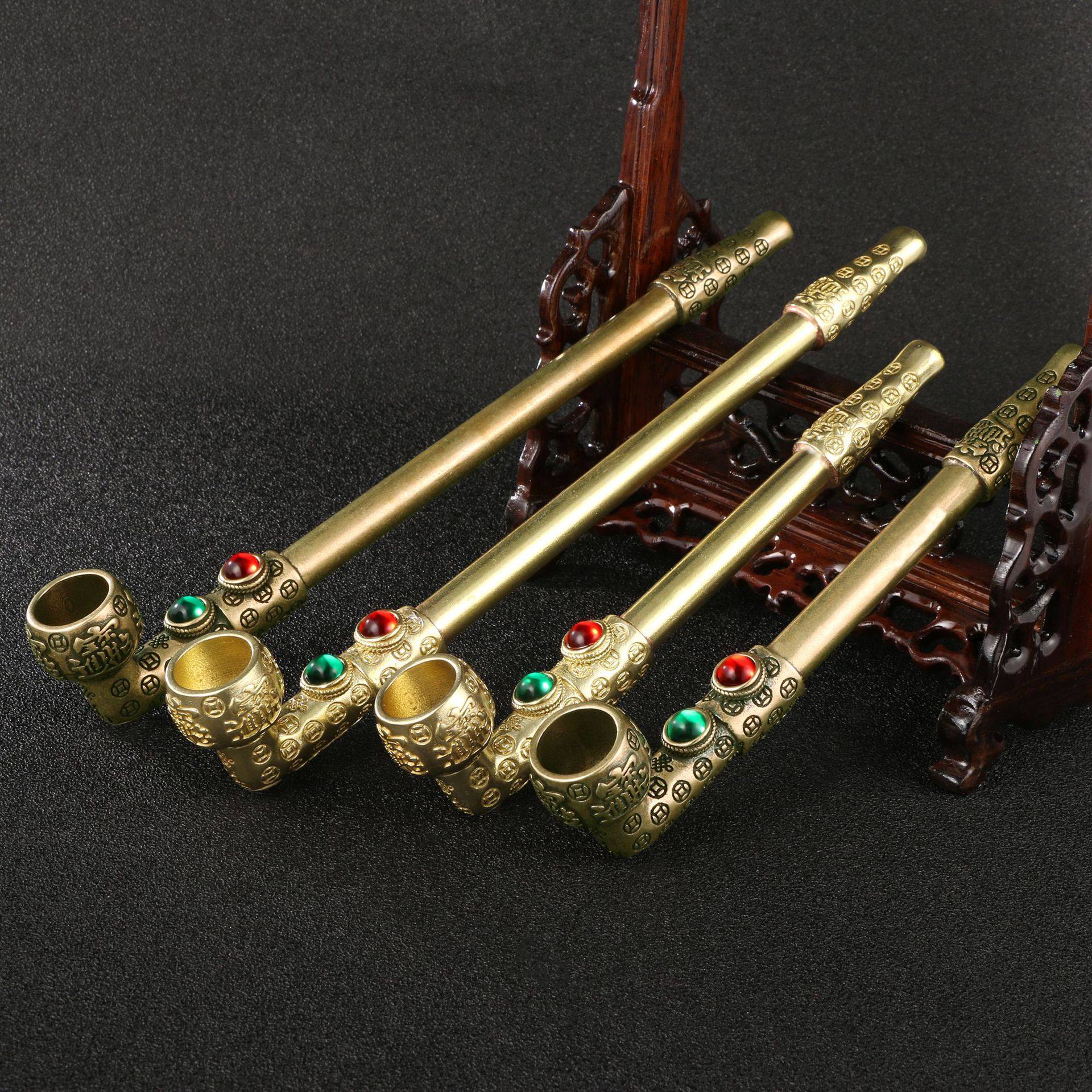 黄铜聚宝盆烟斗烟杆烟具铜铸件镶宝石古铜烟枪烟嘴金属工艺品,ZIPPO/瑞士军刀/眼镜,烟斗,淘宝优惠券,粉丝福利购,淘宝优惠卷