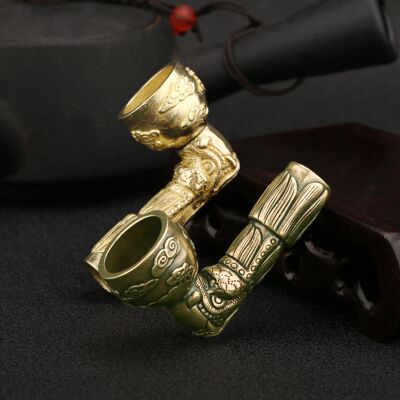 国潮祥云霸气龙凤黄铜烟斗半成品古铜烟具烟杆烟头配件工艺品