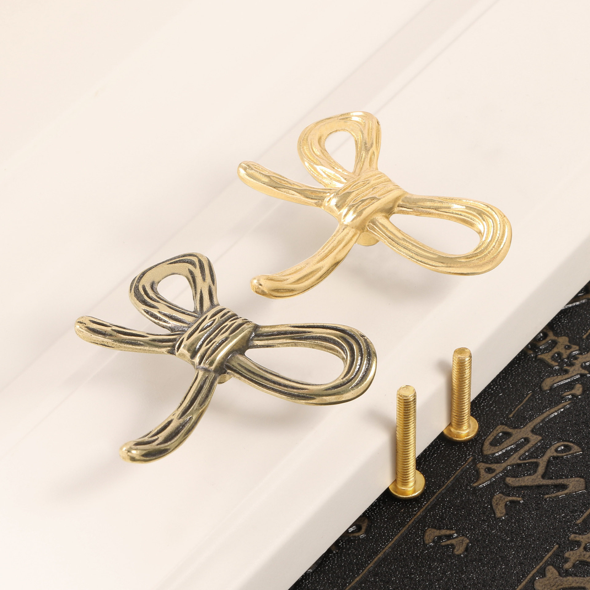 北欧风美式创意精灵细蝴蝶结黄铜门把手橱柜门拉手卧室衣柜铜挂钩,基础建材,小拉手,淘宝优惠券,粉丝福利购,淘宝优惠卷