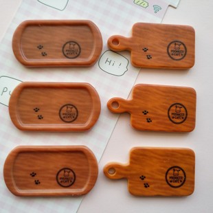 仿真微缩原木色树脂面包托盘子食玩捏捏装饰手工diy奶油胶配件