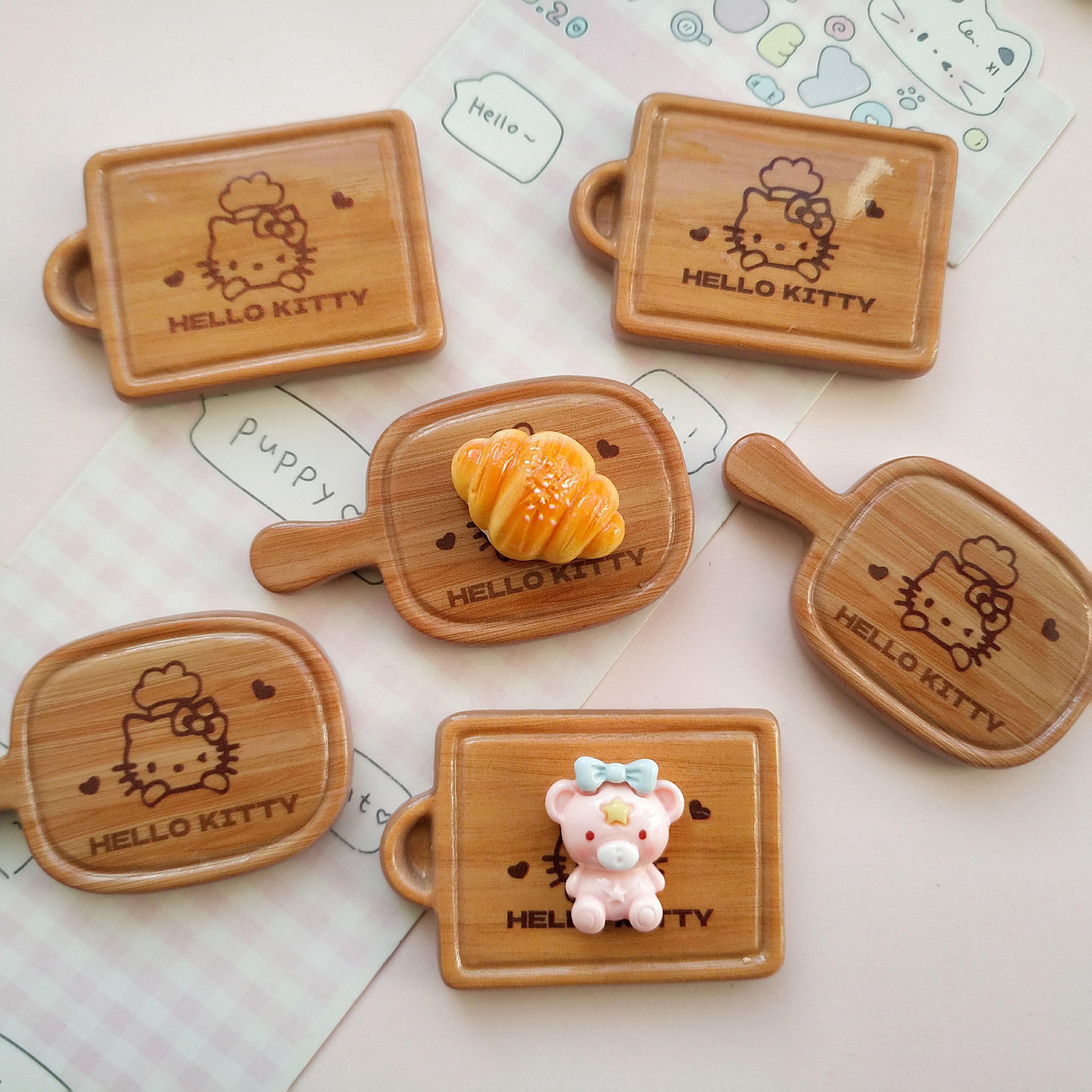 微缩仿真原木色披萨食玩盘子娃屋捏捏装饰盘摆件手工diy树脂配件