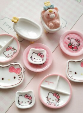 微缩仿真卡通kt食玩分格餐盘子浴缸娃屋捏捏装饰摆件手工diy配件