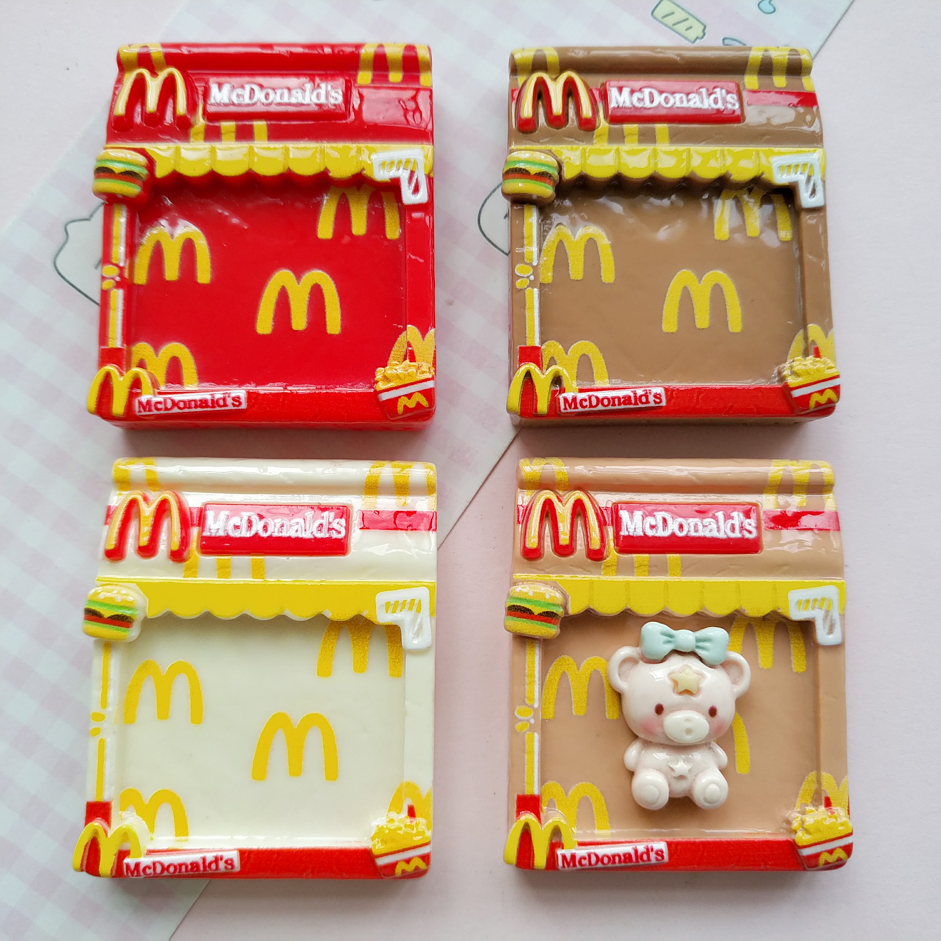 微缩仿真麦当当纸袋食玩盘子娃屋捏捏装饰方盘diy奶油胶树脂配件