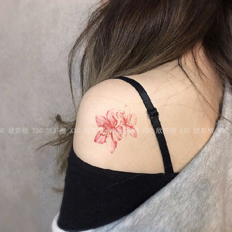 欣苏橙 彼岸花纹身贴防水地狱少女持久古风般若性感锁骨后背刺青