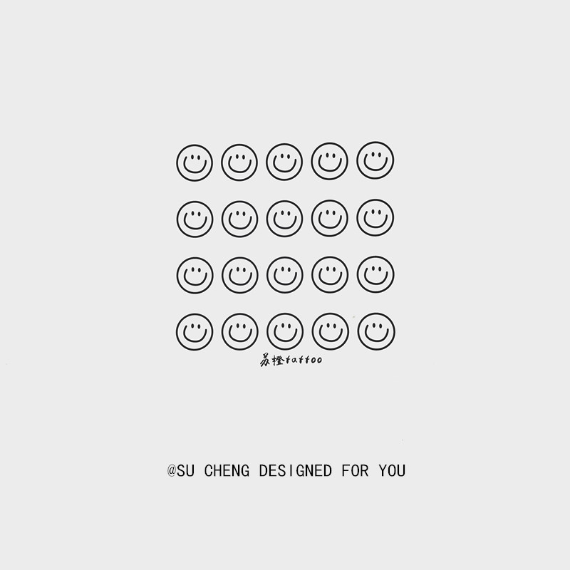 欣苏橙 韩国gd同款黑白笑脸防水创意可爱情侣清新手背简约纹身贴