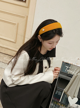 Fanxy原创vintage法式发箍女高级头箍小众气质牛仔复古高颅顶发饰