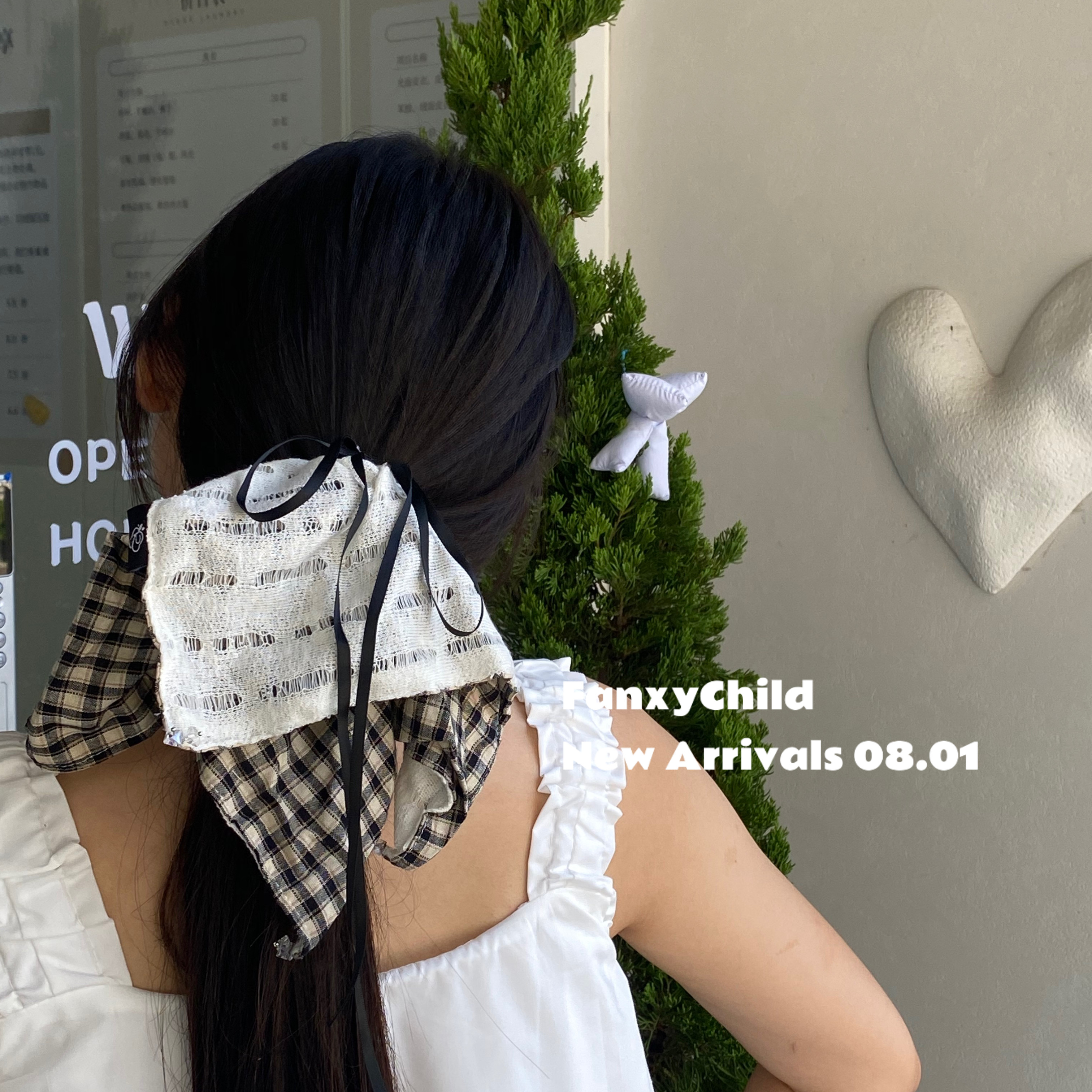 ins废土风拼接格纹接抓夹 Fanxy高级感高品质复古学院风发饰女