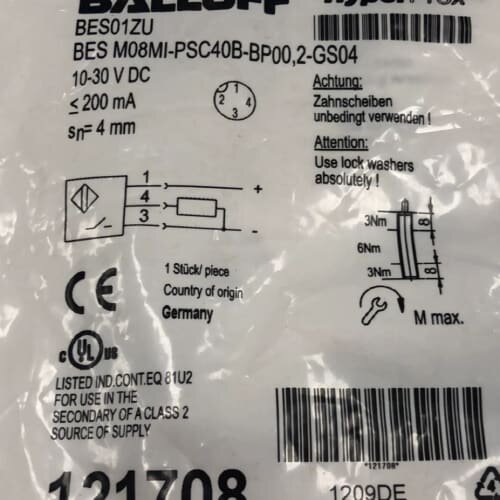 BALLUFF感测器BES01ZU BES M08MI-PSC40B-BP00，2-GS04
