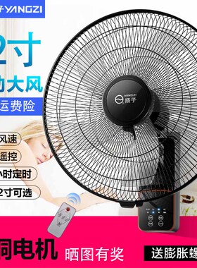 扬子壁扇壁挂式电风扇家用墙壁机械摇头挂扇餐厅商用大风力铝叶