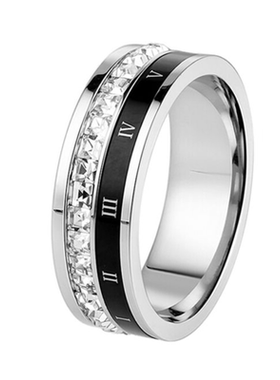 可旋转罗马数字钛钢自律戒指小众戒情侣嘻哈潮牌