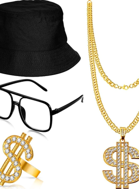 土豪大金链子道具男士学生个性欧美嘻哈吊坠网红仿金假金美元项链