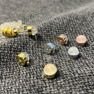 弹头硅胶耳堵后塞防掉18k金耳钉塞子耳帽超紧镀金防过敏防滑堵头